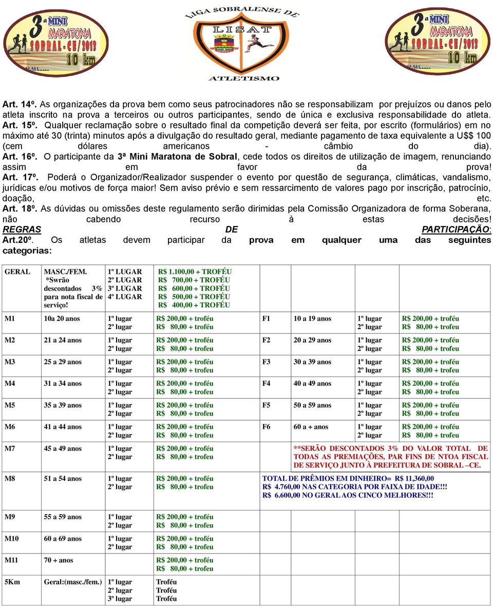 responsabilidade do atleta. Art. 15º.