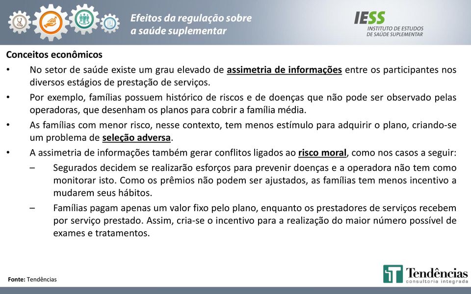 As famílias com menor risco, nesse contexto, tem menos estímulo para adquirir o plano, criando-se um problema de seleção adversa.