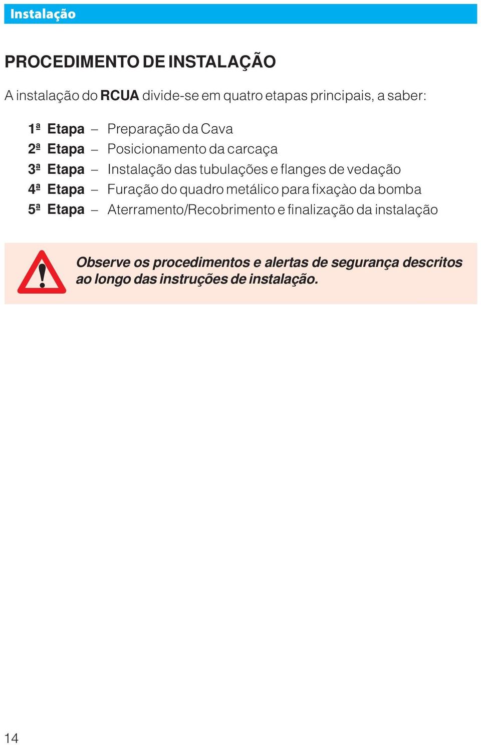 tubulações e flanges de vedação Furação do quadro metálico para fixaçào da bomba Aterramento/Recobrimento e