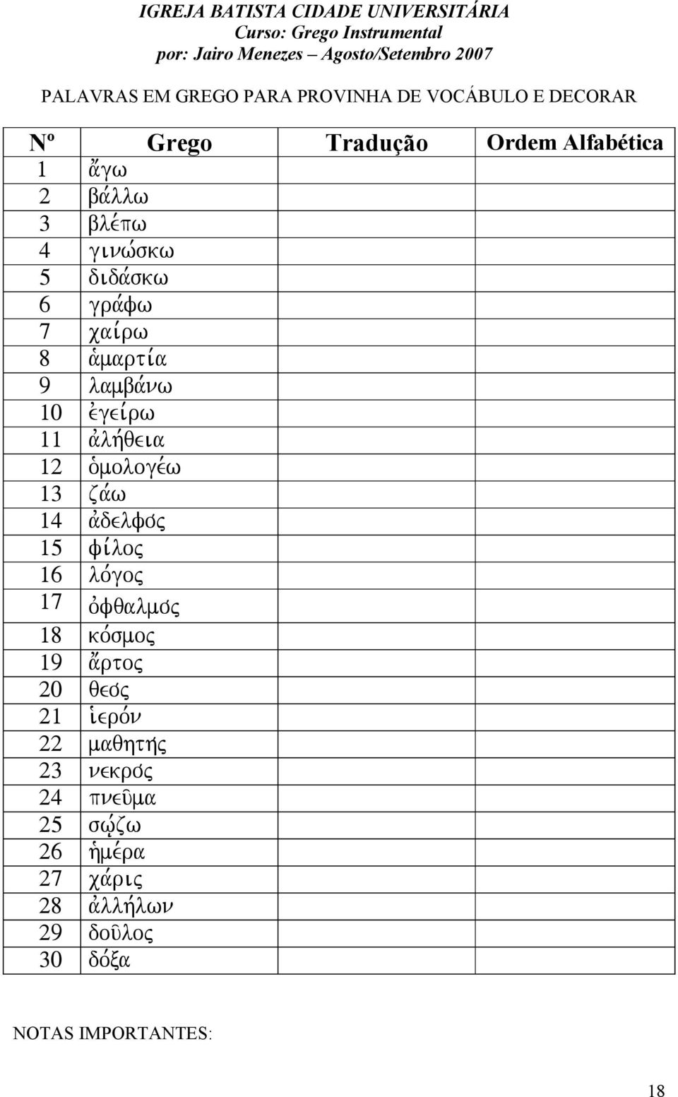 o`mologe,w 13 za,w 14 avdelfo,j 15 fi,loj 16 lo,goj 17 ovfqalmo,j 18 ko,smoj 19 a;rtoj 20 qeo,j 21 ièro,n