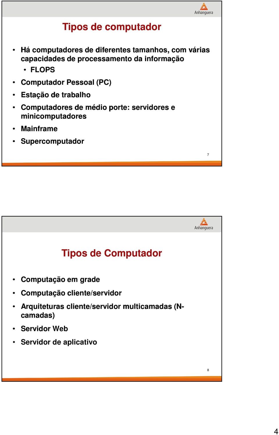 minicomputadores Mainframe Supercomputador 7 Tipos de Computador Computação em grade Computação