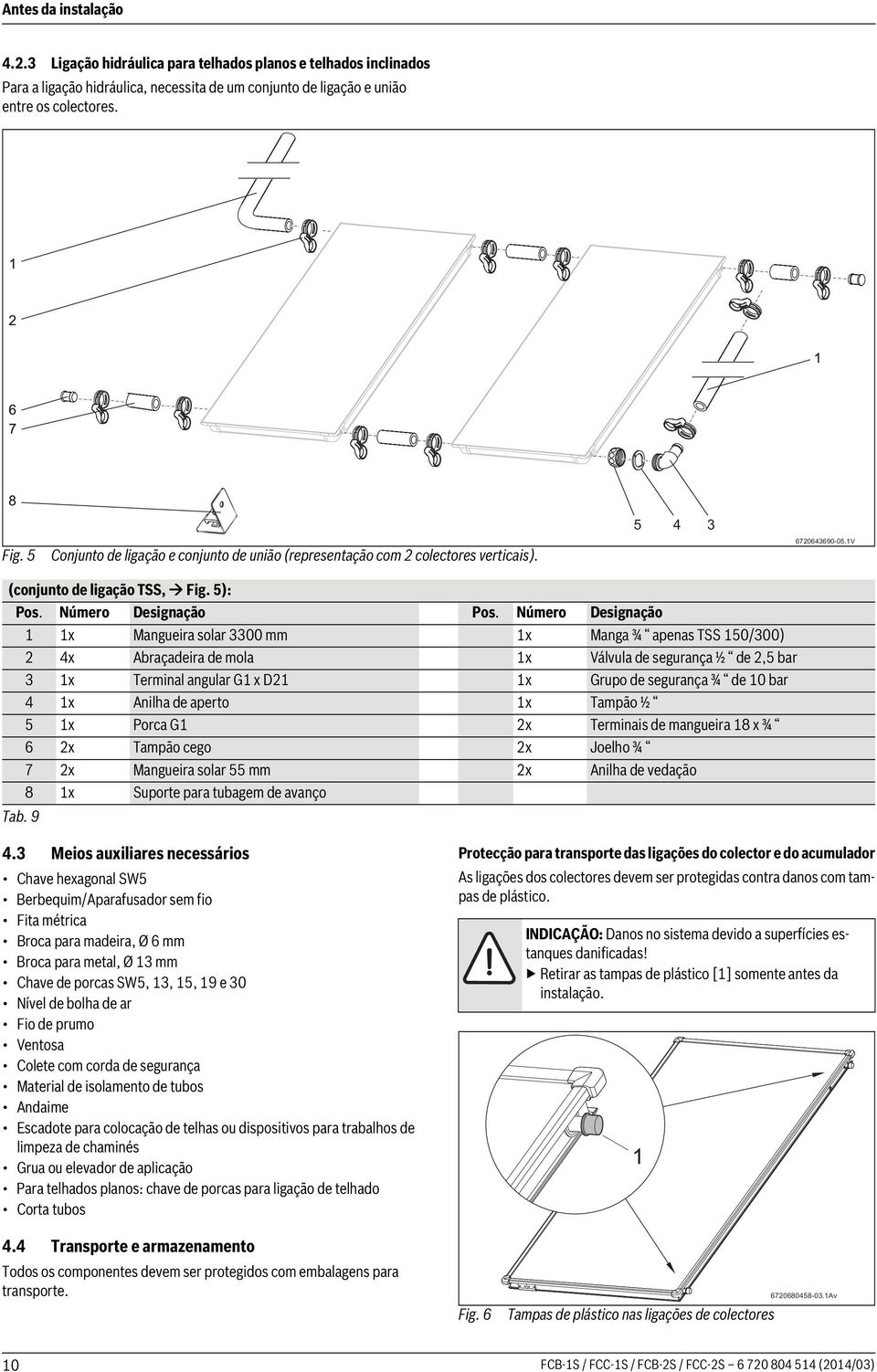 Número Designação x Mangueira solar 00 mm x Manga ¾ apenas TSS 50/00) 4x Abraçadeira de mola x Válvula de segurança ½ de,5 bar x Terminal angular G x D x Grupo de segurança ¾ de 0 bar 4 x Anilha de