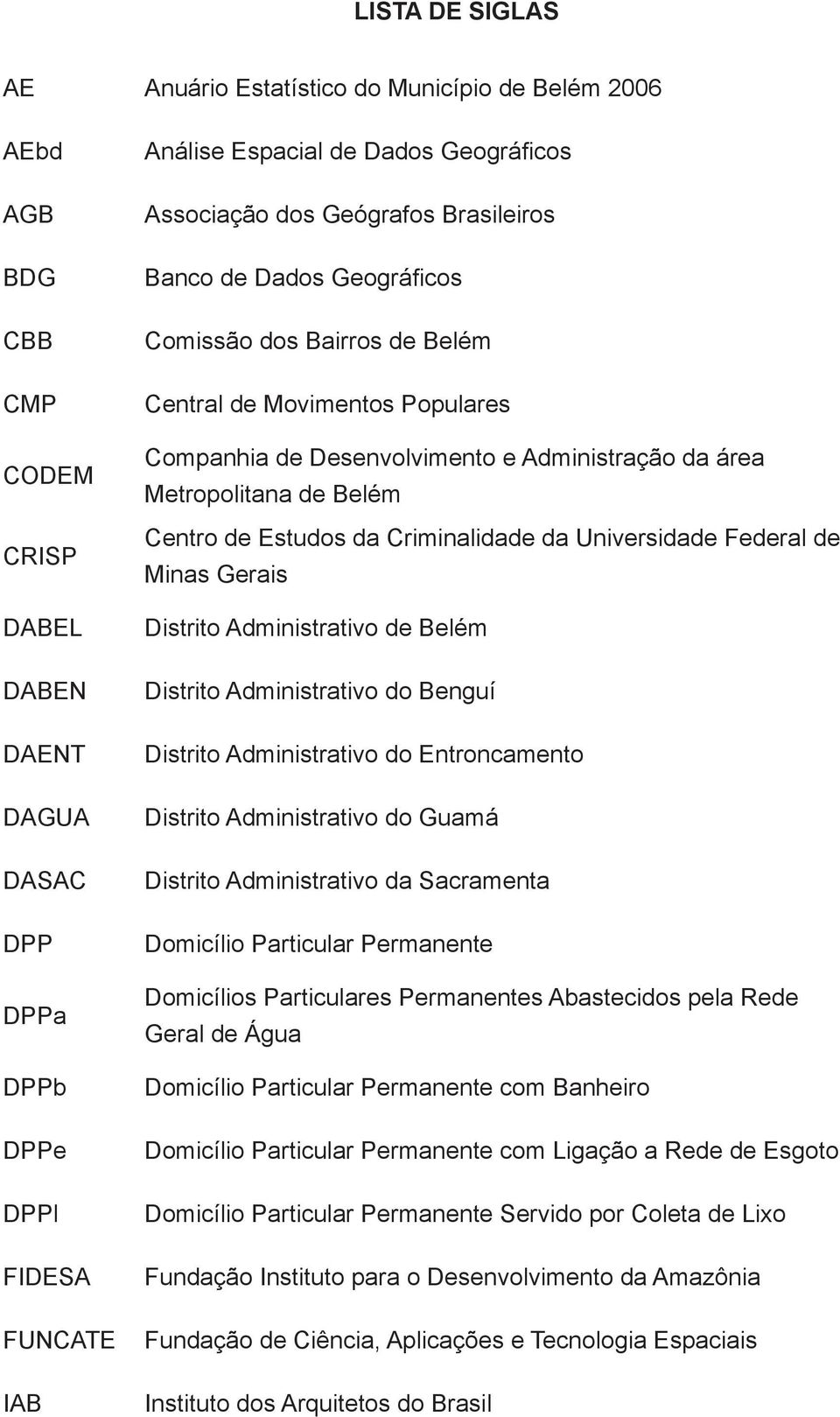 Metropolitana de Belém Centro de Estudos da Criminalidade da Universidade Federal de Minas Gerais Distrito Administrativo de Belém Distrito Administrativo do Benguí Distrito Administrativo do