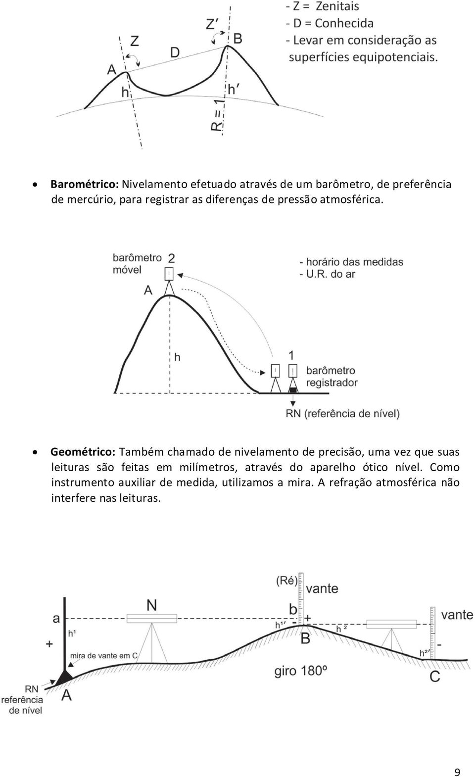 Geométrico: Também chamado de nivelamento de precisão, uma vez que suas leituras são feitas em