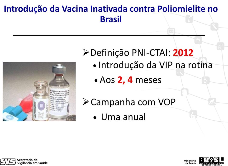 PNI-CTAI: 2012 Introdução da VIP na