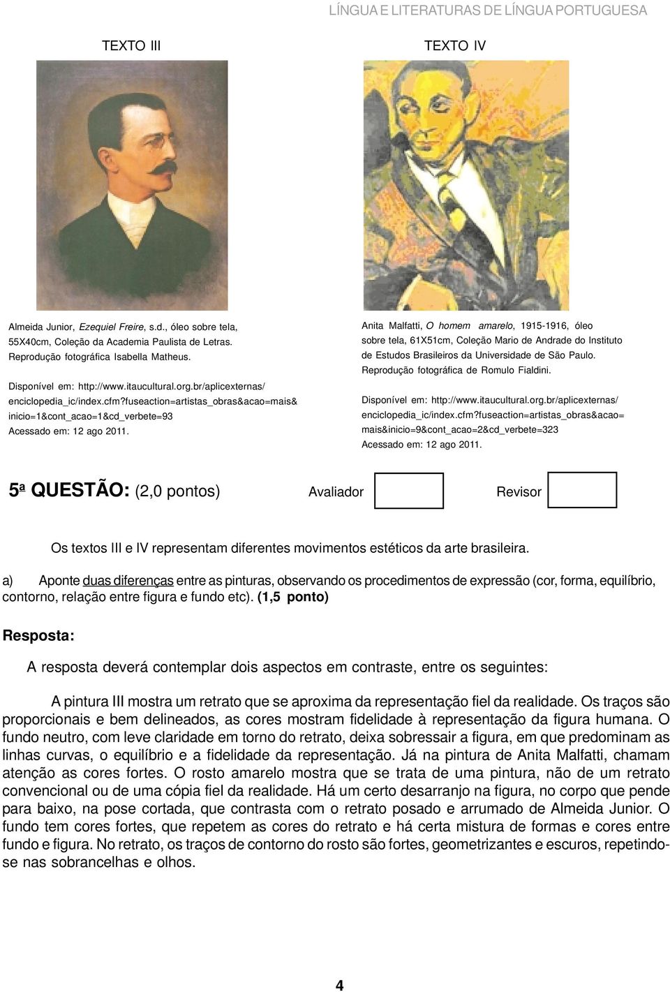 Anita Malfatti, O homem amarelo, 1915-1916, óleo sobre tela, 61X51cm, Coleção Mario de Andrade do Instituto de Estudos Brasileiros da Universidade de São Paulo.