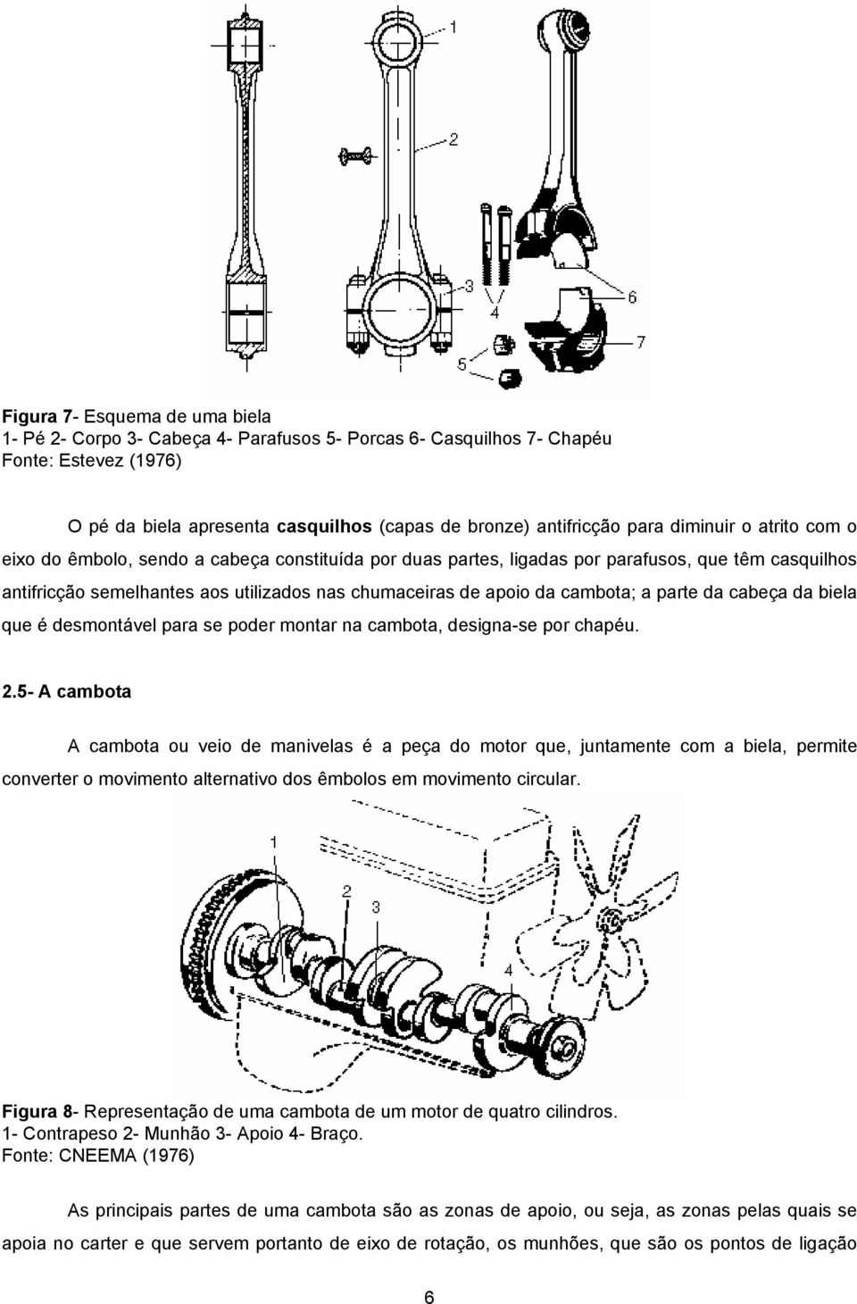 cambota; a parte da cabeça da biela que é desmontável para se poder montar na cambota, designa-se por chapéu. 2.