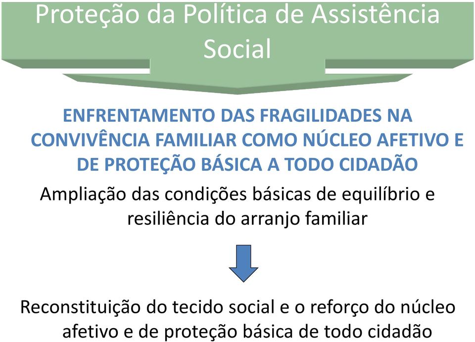 Ampliação das condições básicas de equilíbrio e resiliência do arranjo familiar