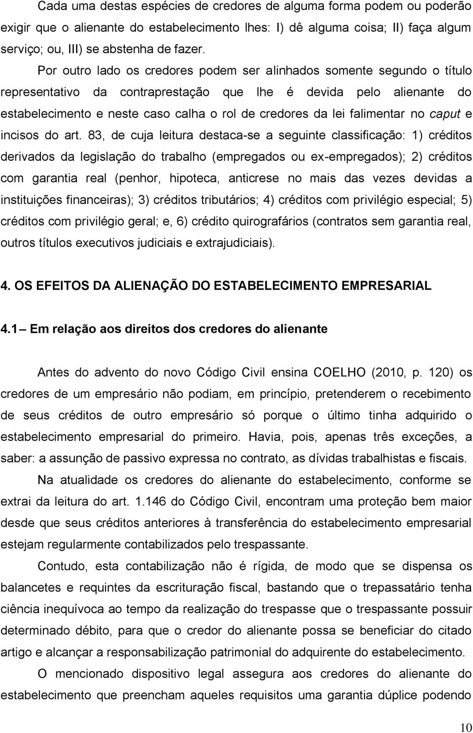 lei falimentar no caput e incisos do art.