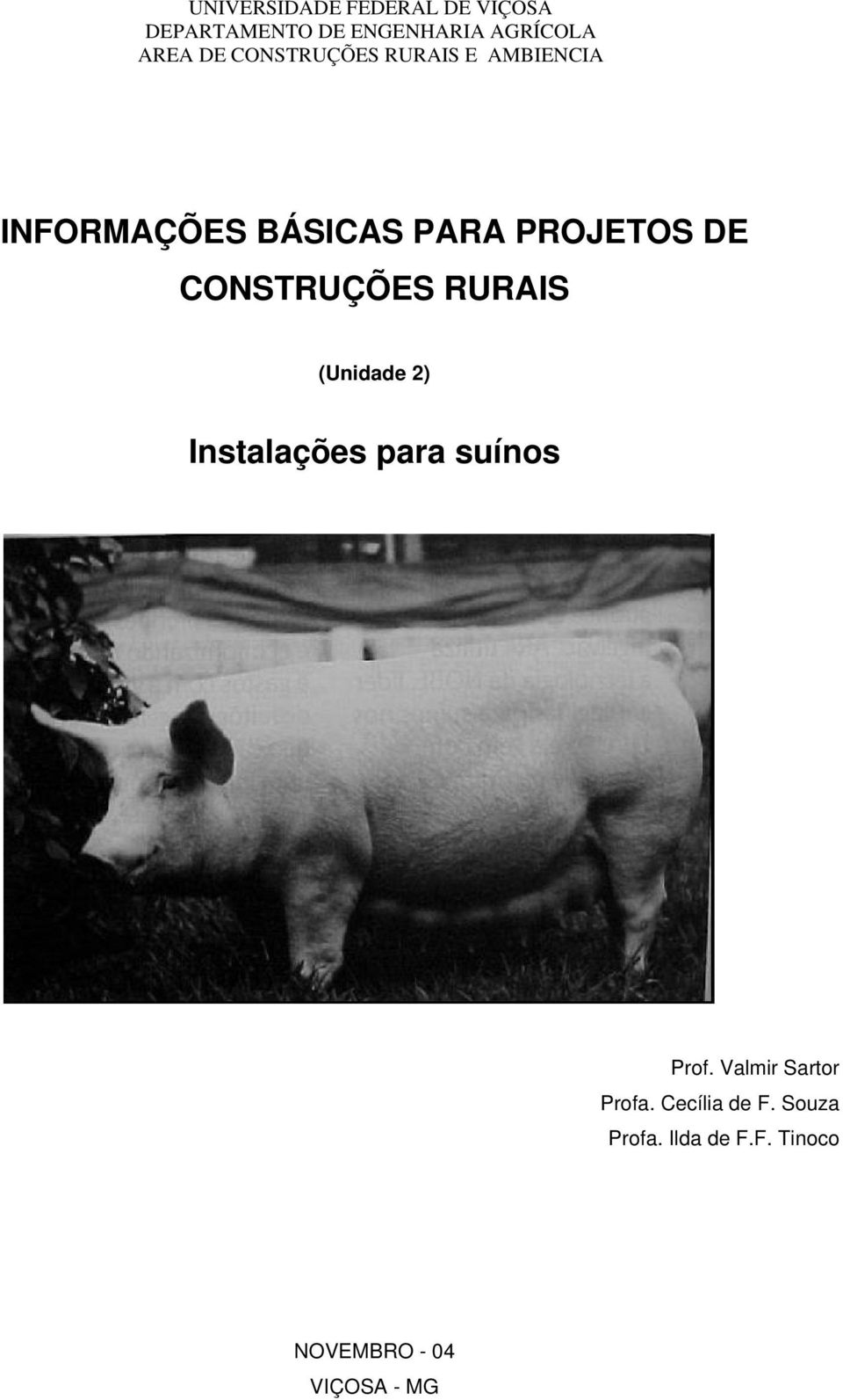 CONSTRUÇÕES RURAIS (Unidade 2) Instalações para suínos Prof.