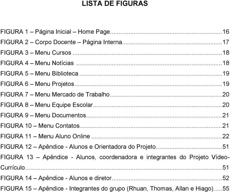 .. 21 FIGURA 10 Menu Contatos... 21 FIGURA 11 Menu Aluno Online... 22 FIGURA 12 Apêndice - Alunos e Orientadora do Projeto.