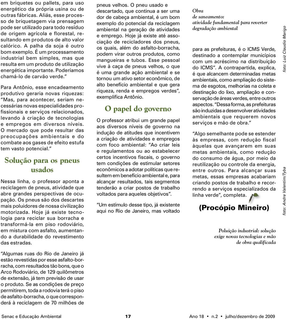 A palha da soja é outro bom exemplo. É um processamento industrial bem simples, mas que resulta em um produto de utilização energética importante. Poderíamos chamá-lo de carvão verde.