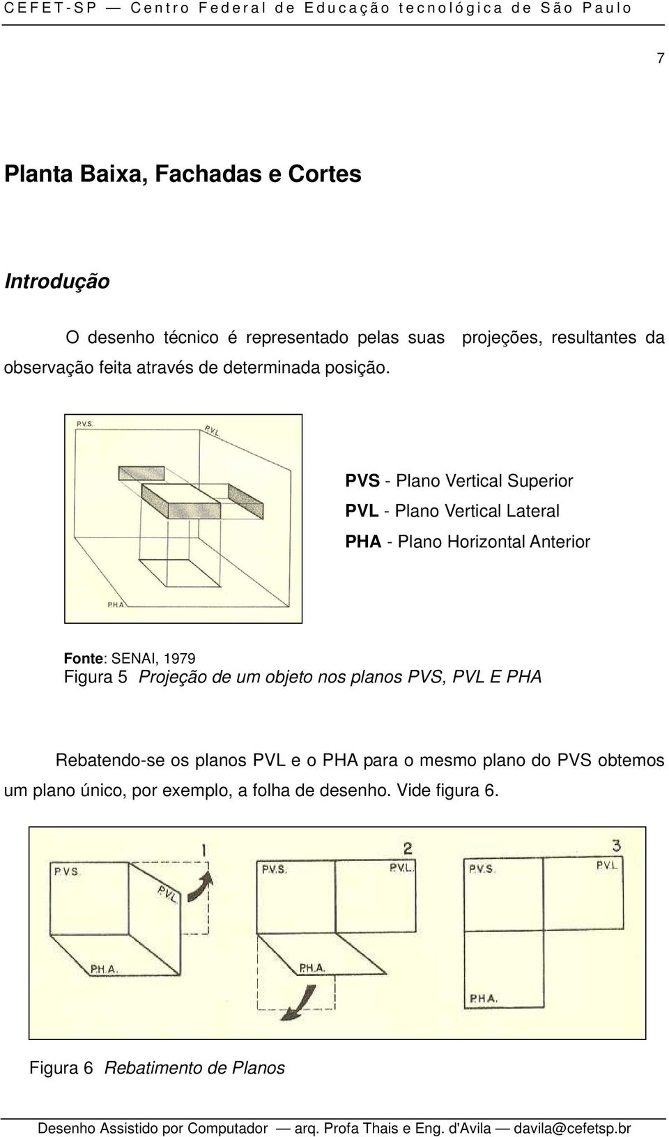 PVS - Plano Vertical Superior PVL - Plano Vertical Lateral PHA - Plano Horizontal Anterior Fonte: SENAI, 1979 Figura 5