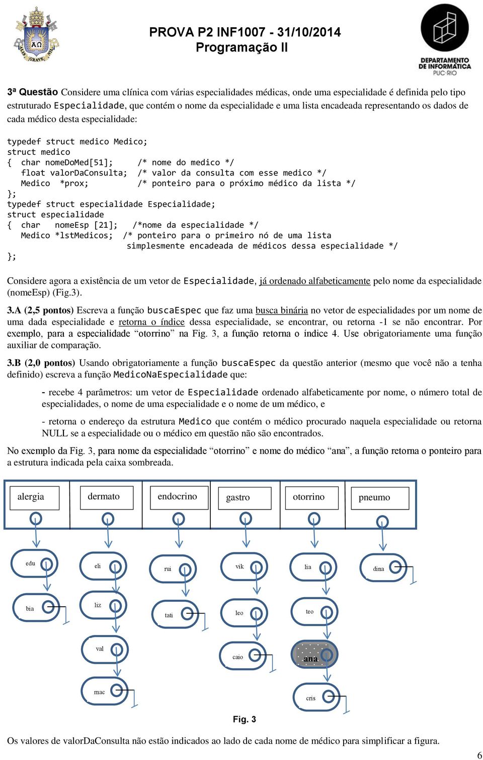 medico */ Medico *prox; /* ponteiro para o próximo médico da lista */ ; typedef struct especialidade Especialidade; struct especialidade char nomeesp [21]; /*nome da especialidade */ Medico