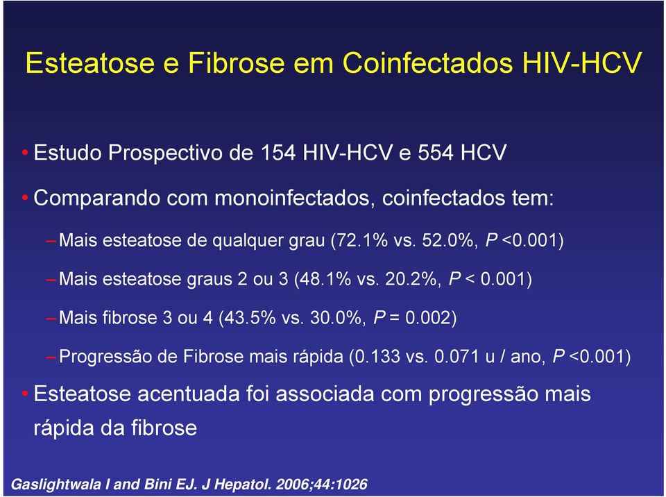 2%, P < 0.001) Mais fibrose 3 ou 4 (43.5% vs. 30.0%, P = 0.002) Progressão de Fibrose mais rápida (0.133 vs. 0.071 u / ano, P <0.