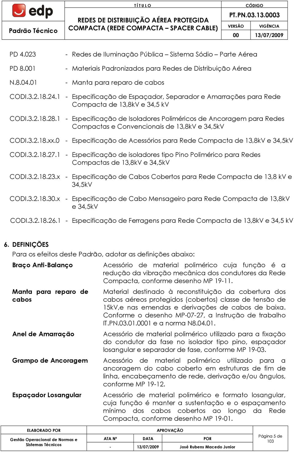 1 - Especificação de Isoladores Poliméricos de Ancoragem para Redes Compactas e Convencionais de 13,8kV e 34,5kV CODI.3.2.18.xx.