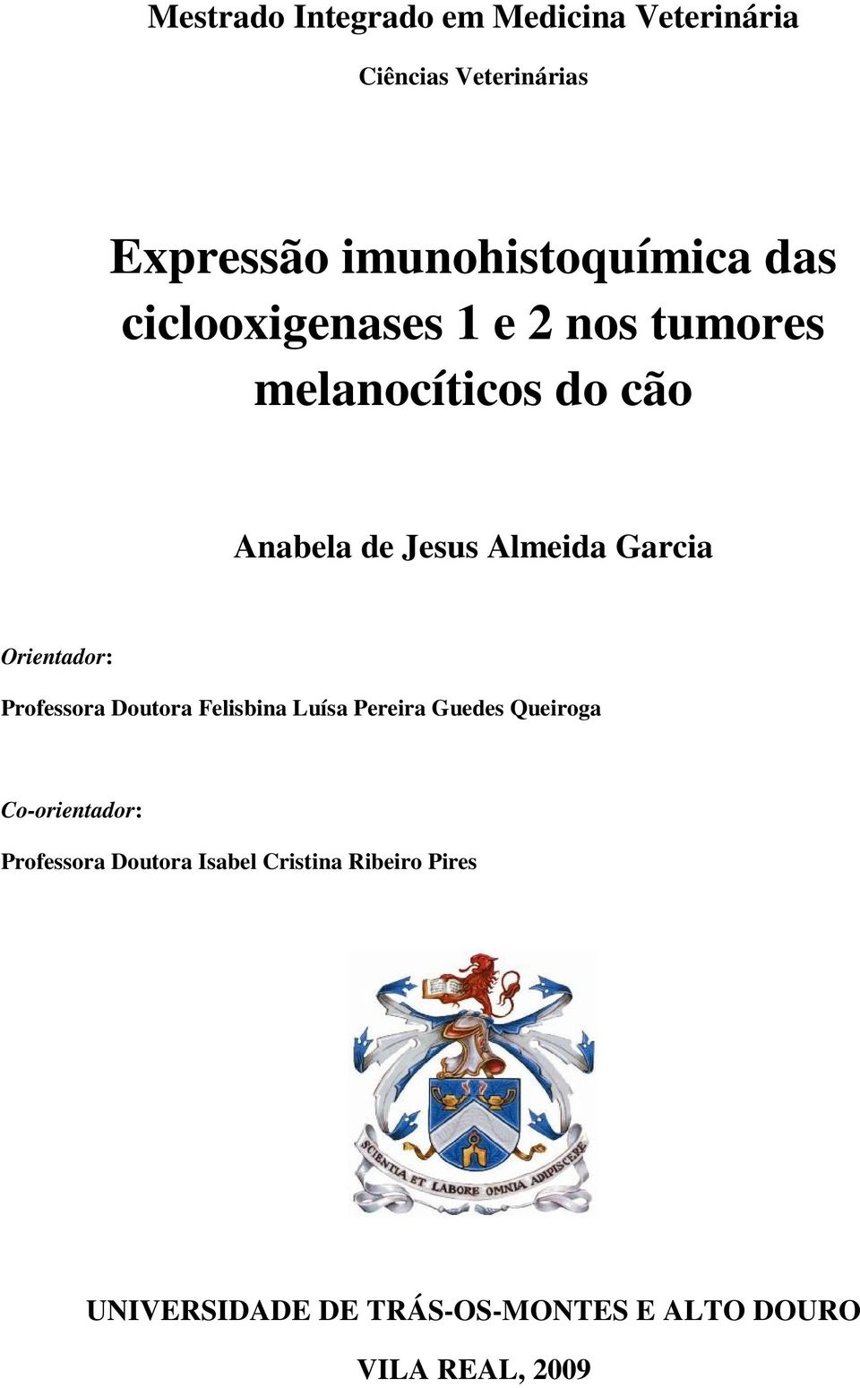 Orientador: Professora Doutora Felisbina Luísa Pereira Guedes Queiroga Co-orientador: