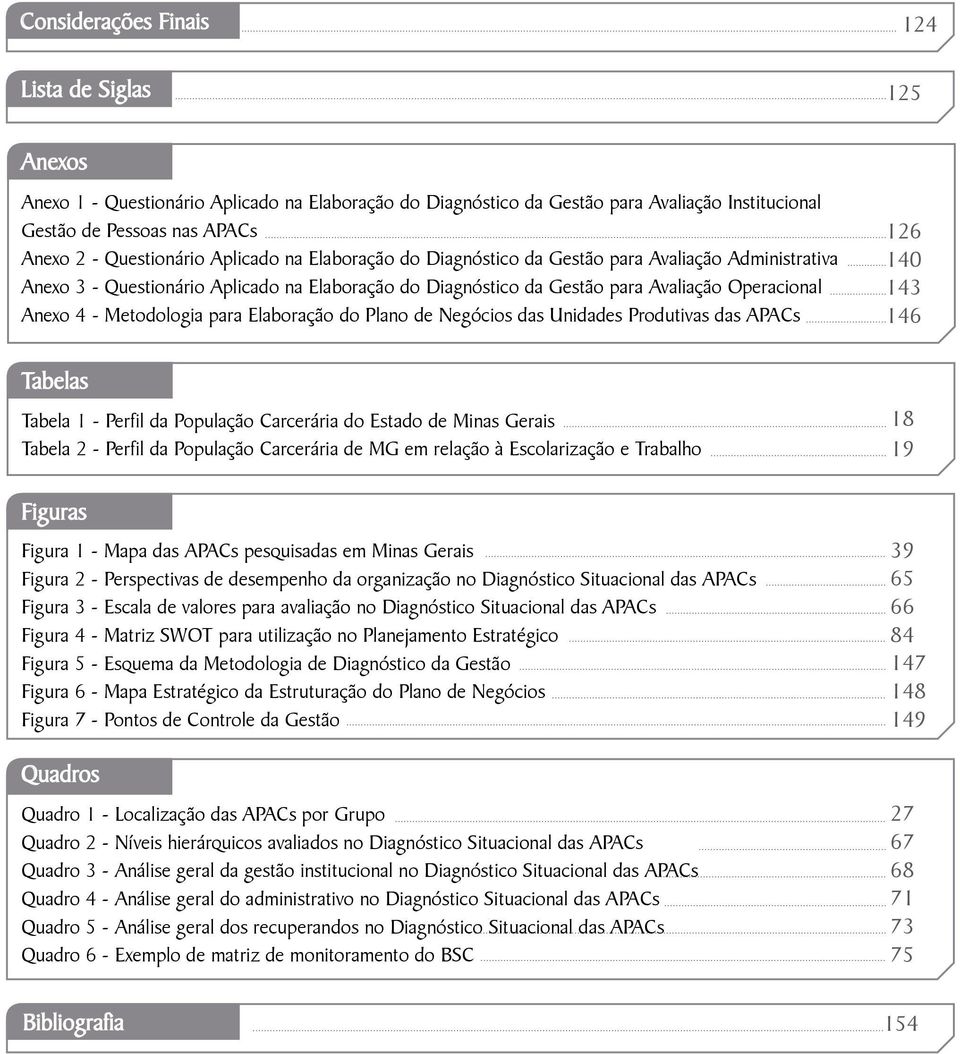 Metodologia para elaboração do plano de Negócios das Unidades produtivas das ApAcs tabelas tabela 1 - perfil da população carcerária do estado de Minas gerais tabela 2 - perfil da população