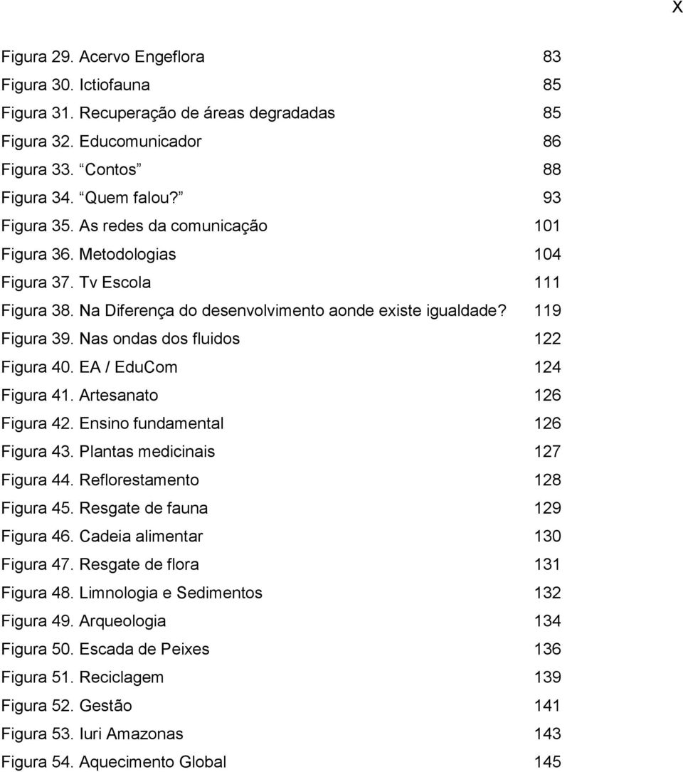 EA / EduCom 124 Figura 41. Artesanato 126 Figura 42. Ensino fundamental 126 Figura 43. Plantas medicinais 127 Figura 44. Reflorestamento 128 Figura 45. Resgate de fauna 129 Figura 46.