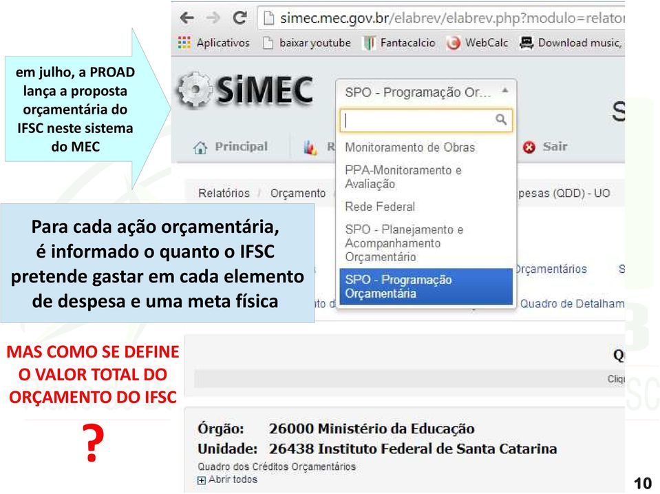 quanto o IFSC pretende gastar em cada elemento de despesa e uma