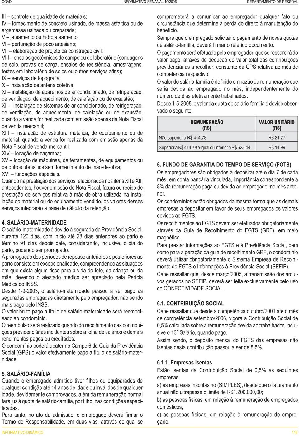 solos ou outros serviços afins); IX serviços de topografia; X instalação de antena coletiva; XI instalação de aparelhos de ar condicionado, de refrigeração, de ventilação, de aquecimento, de