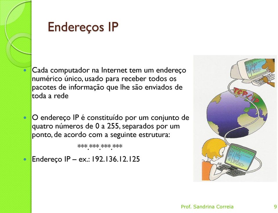 constituído por um conjunto de quatro números de 0 a 255, separados por um ponto, de acordo