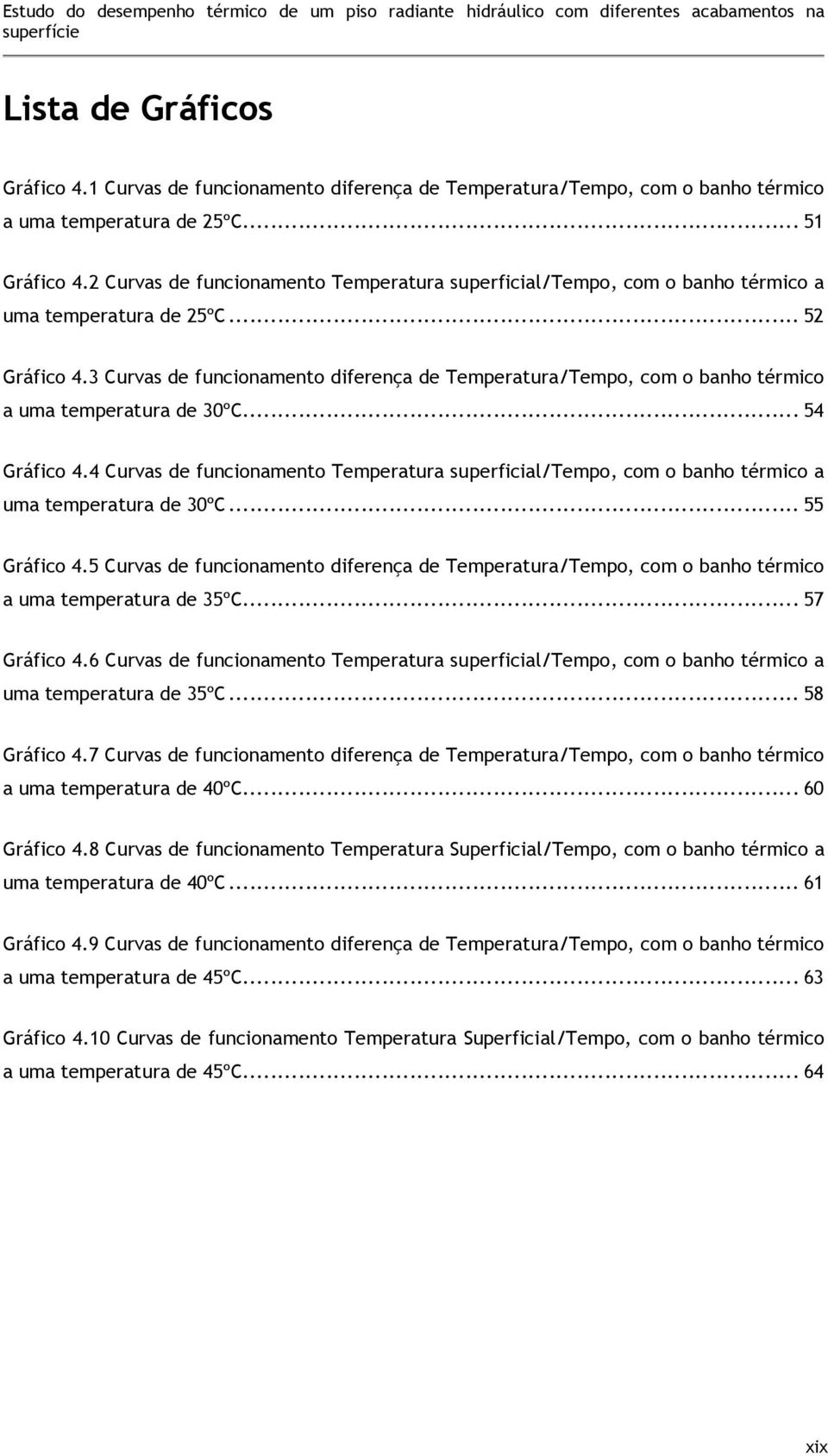 3 Curvas de funcionamento diferença de Temperatura/Tempo, com o banho térmico a uma temperatura de 30ºC... 54 Gráfico 4.