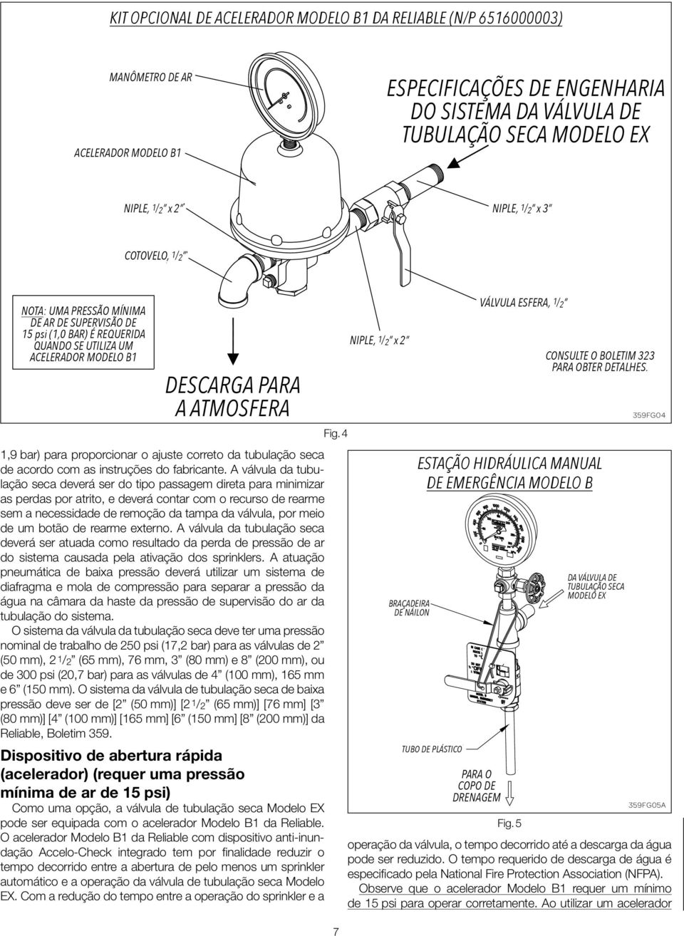 correto da tubulação seca de acordo com as instruções do fabricante.