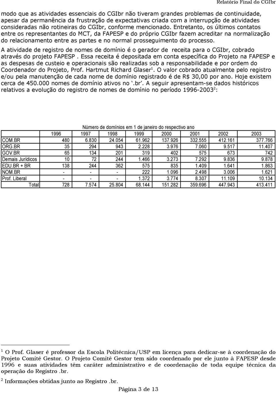 Entretanto, os últimos contatos entre os representantes do MCT, da FAPESP e do próprio CGIbr fazem acreditar na normalização do relacionamento entre as partes e no normal prosseguimento do processo.