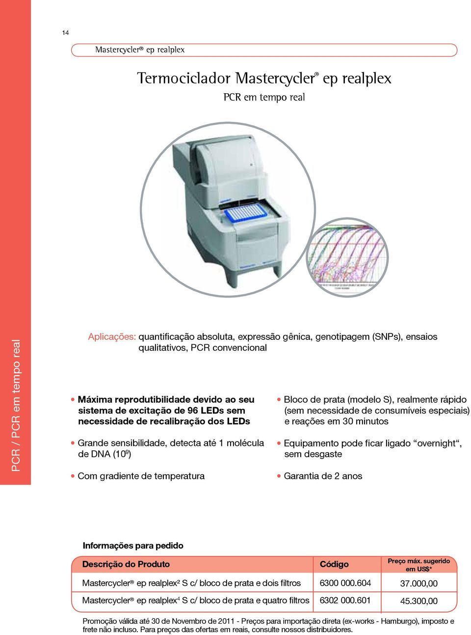 9 ) Com gradiente de temperatura Bloco de prata (modelo S), realmente rápido (sem necessidade de consumíveis especiais) e reações em 30 minutos Equipamento pode ficar ligado overnight, sem desgaste