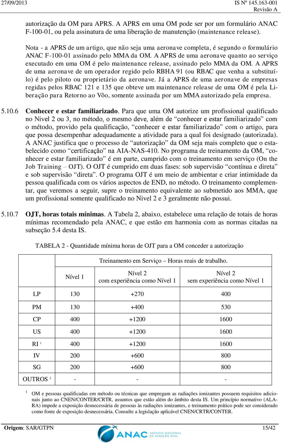 A APRS de uma aeronave quanto ao serviço executado em uma OM é pelo maintenance release, assinado pelo MMA da OM.