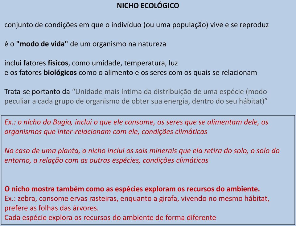 sua energia, dentro do seu hábitat) Ex.