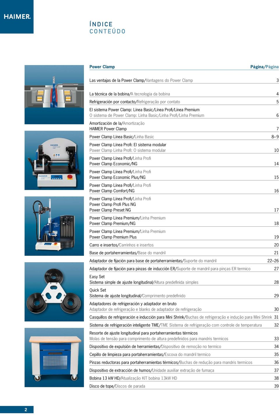 Clamp Línea Basic/Linha Basic 8 9 Power Clamp Línea Profi: El sistema modular Power Clamp Linha Profi: O sistema modular 10 Power Clamp Línea Profi/Linha Profi Power Clamp Economic/NG 14 Power Clamp