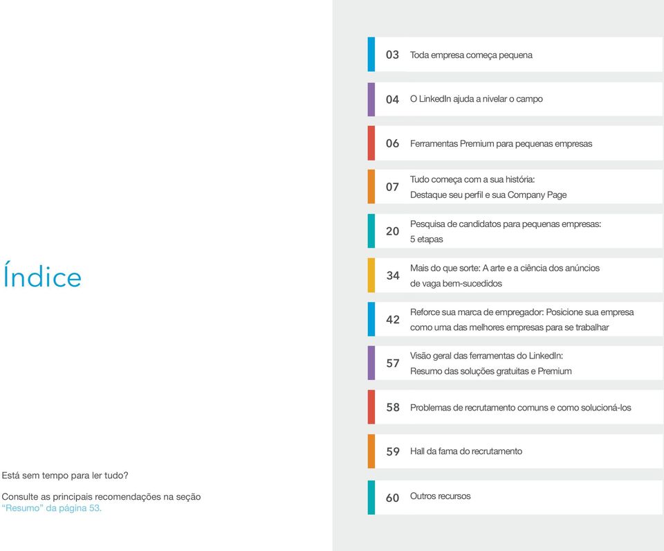empregador: Posicione sua empresa como uma das melhores empresas para se trabalhar 57 Visão geral das ferramentas do LinkedIn: Resumo das soluções gratuitas e Premium 58 Problemas