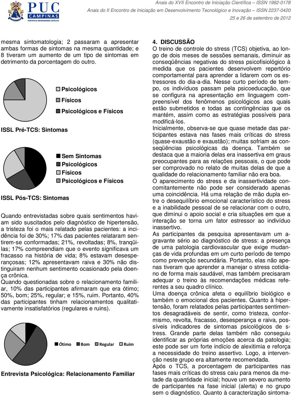 sido suscitados pelo diagnóstico de hipertensão, a tristeza foi o mais relatado pelas pacientes: a incidência foi de 30%; 17% das pacientes relataram sentirem-se conformadas; 21%, revoltadas; 8%,