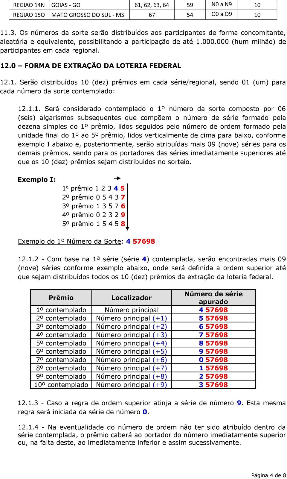 1.1. Será considerado contemplado o 1º número da sorte composto por 06 (seis) algarismos subsequentes que compõem o número de série formado pela dezena simples do 1º prêmio, lidos seguidos pelo