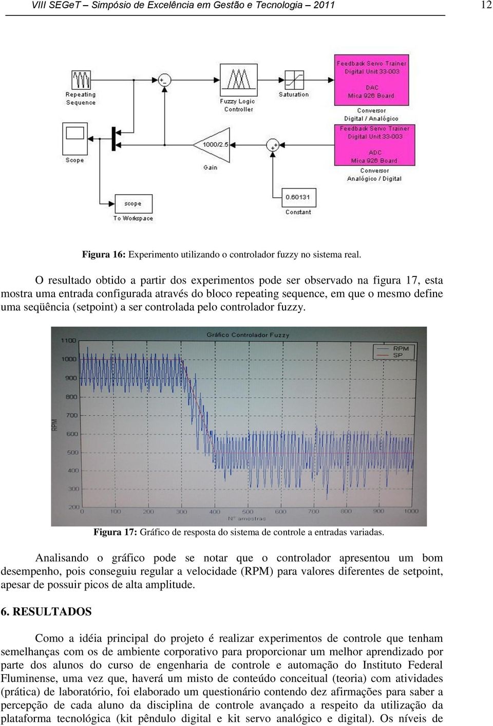 ser controlada pelo controlador fuzzy. Figura 17: Gráfico de resposta do sistema de controle a entradas variadas.