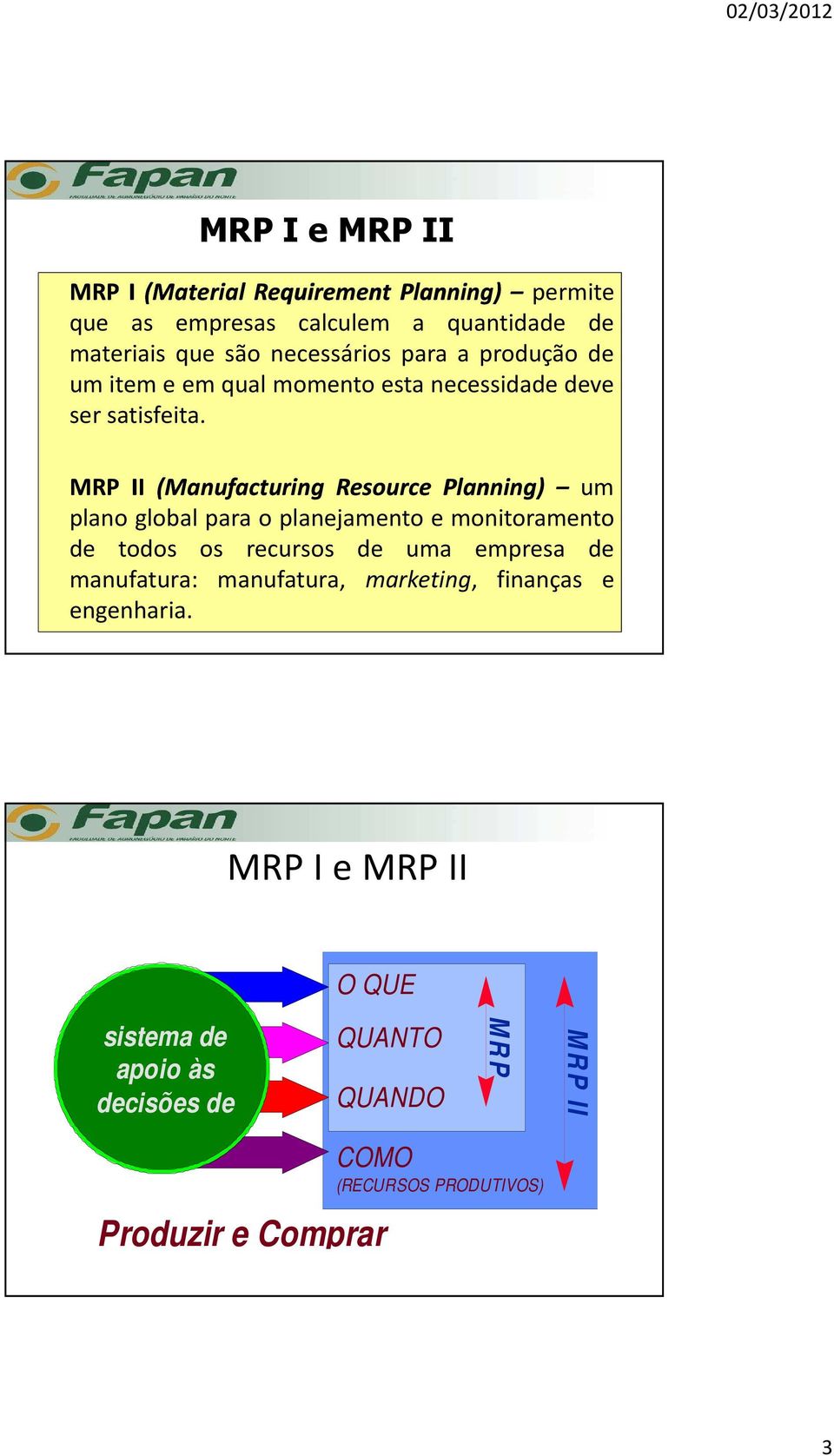 MRP II (Manufacturing Resource Planning) um plano global para o planejamento e monitoramento de todos os recursos de uma empresa de