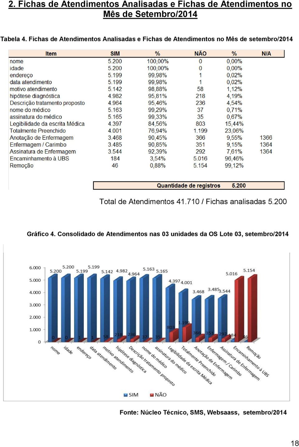 de Atendimentos 41.710 / Fichas analisadas 5.200 Gráfico 4.