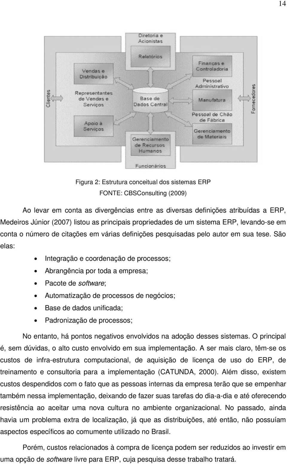 São elas: Integração e coordenação de processos; Abrangência por toda a empresa; Pacote de software; Automatização de processos de negócios; Base de dados unificada; Padronização de processos; No