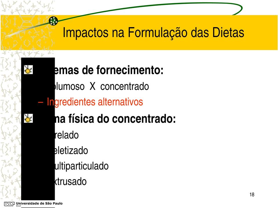 Ingredientes alternativos Forma física do