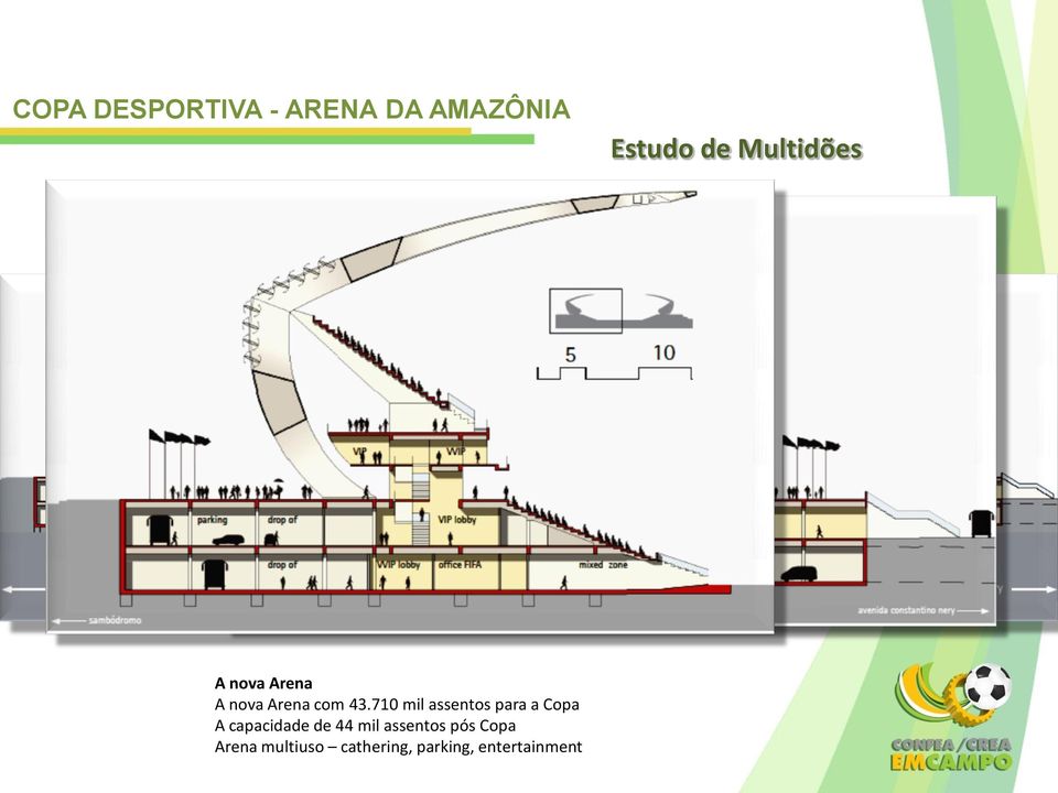 710 mil assentos para a Copa A capacidade de 44 mil