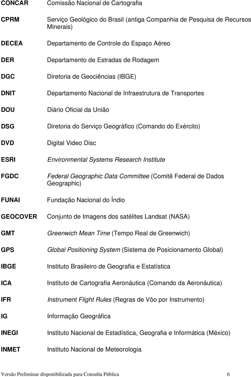 da União Diretoria do Serviço Geográfico (Comando do Exército) Digital Video Disc Environmental Systems Research Institute Federal Geographic Data Committee (Comitê Federal de Dados Geographic)