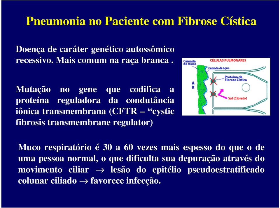 Mutação no gene que codifica a proteína reguladora da condutância iônica transmembrana (CFTR cystic fibrosis