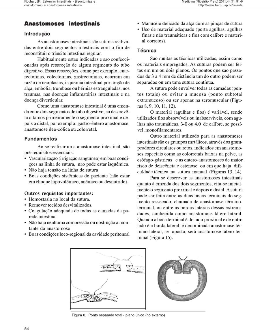 intestinal regular. Habitualmente estão indicadas e são confeccionadas após ressecção de algum segmento do tubo digestivo.