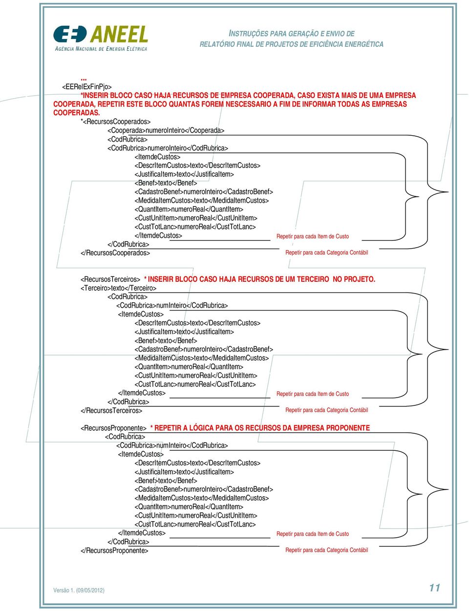 *<RecursosCooperados> <Cooperada>numeroInteiro</Cooperada> <CodRubrica> <CodRubrica>numeroInteiro</CodRubrica> <ItemdeCustos> <DescrItemCustos></DescrItemCustos> <JustificaItem></JustificaItem>