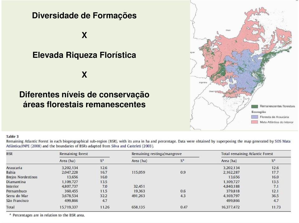 Diferentes níveis de