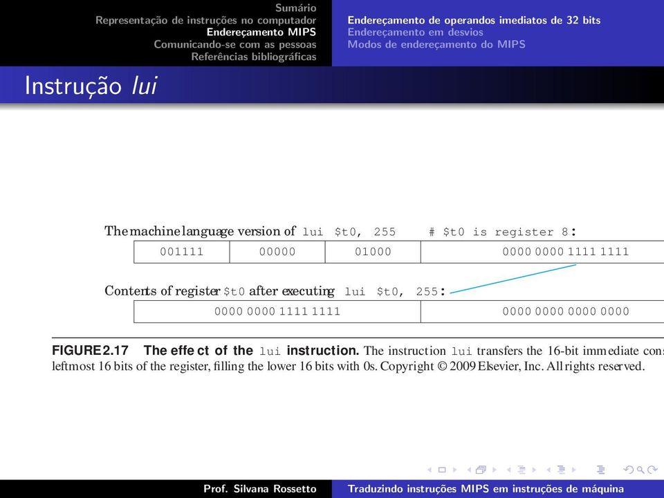 $t0, 255: 0000 0000 1111 1111 0000 0000 0000 0000 FIGURE 2.17 The effe ct of the lui instruction.