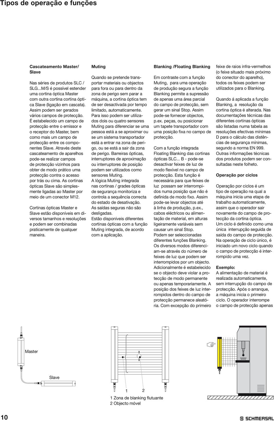 Através deste cascateamento de aparelhos pode-se realizar campos de protecção vizinhos para obter de modo prático uma protecção contra o acesso por trás ou cima.