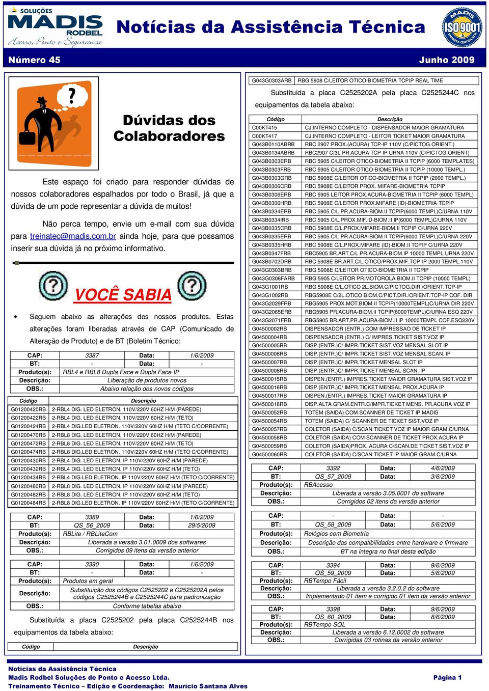 VOCÊ SABIA Seguem abaixo as alterações dos nossos produtos.